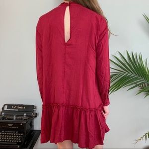 ASOS red oversized drop waist smock dress